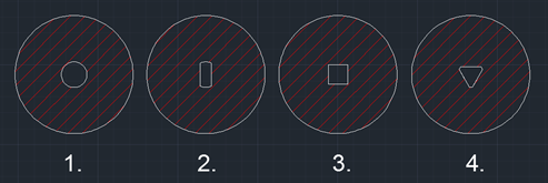 The different geometries selected for the experimental test